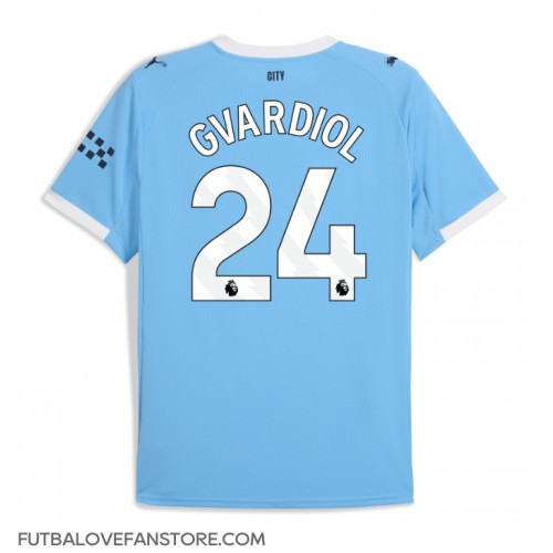 Manchester City Josko Gvardiol #24 Domáci futbalový dres 2025-26 Krátky Rukáv Manchester City Josko Gvardiol #24 Domáci futbalový dres 2025-26 Krátky Rukáv